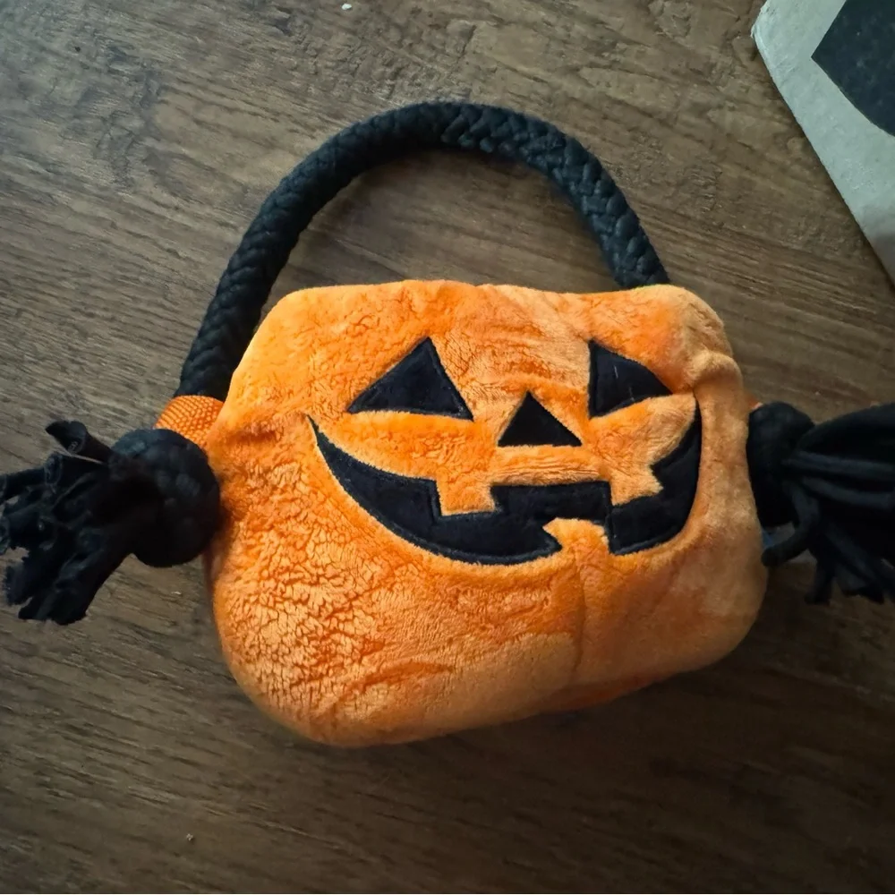 Bark box dog toy Trick or treat pumpkin tote